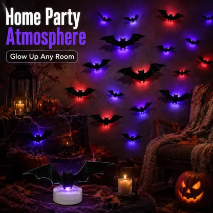🔥 2026 Hot Sale 3D LED Bat Wall Decorations – 12/24PCS Light-Up Halloween Decor for Walls, Windows & Parties