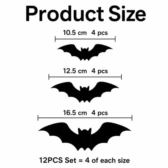🔥 2026 Hot Sale 3D LED Bat Wall Decorations – 12/24PCS Light-Up Halloween Decor for Walls, Windows & Parties