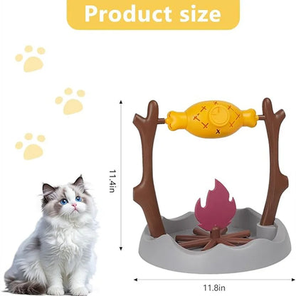 Cat Treat-Dispensing Slow Puzzle Feeder Bowls,Unique Rotatable Roast and Flame,Cognitive Training Game Toys for Indoor Pet