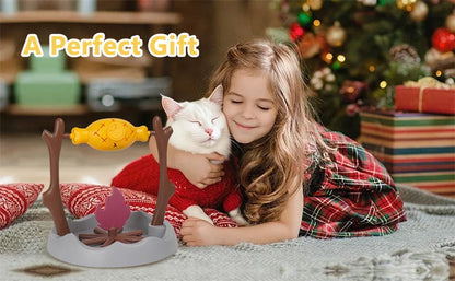 Cat Treat-Dispensing Slow Puzzle Feeder Bowls,Unique Rotatable Roast and Flame,Cognitive Training Game Toys for Indoor Pet