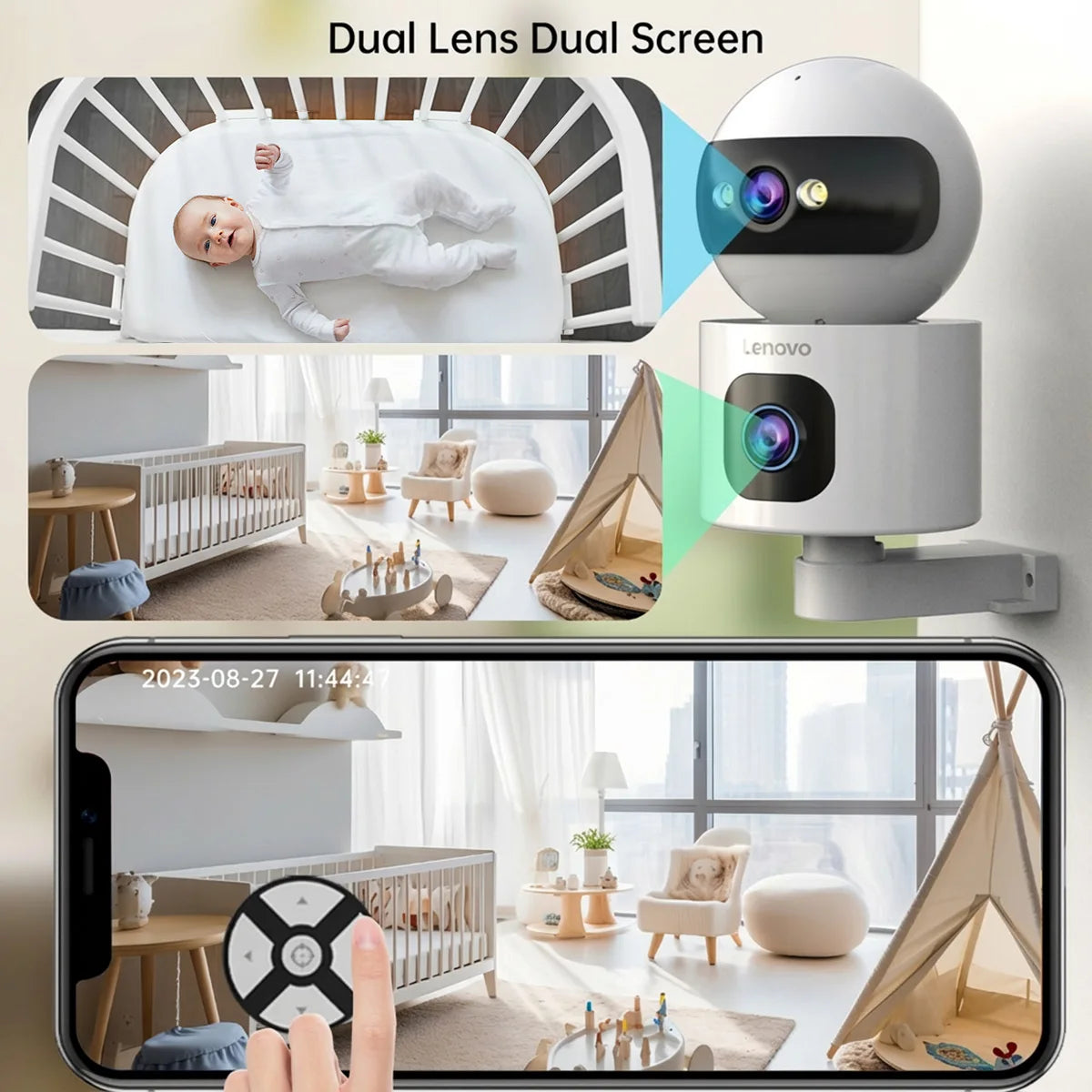 Lenovo 4K IP Camera 5G WiFi Dual Lens Smart Home Auto Tracking CCTV Camera Wireless Surveillance Camera Security Baby Monitor